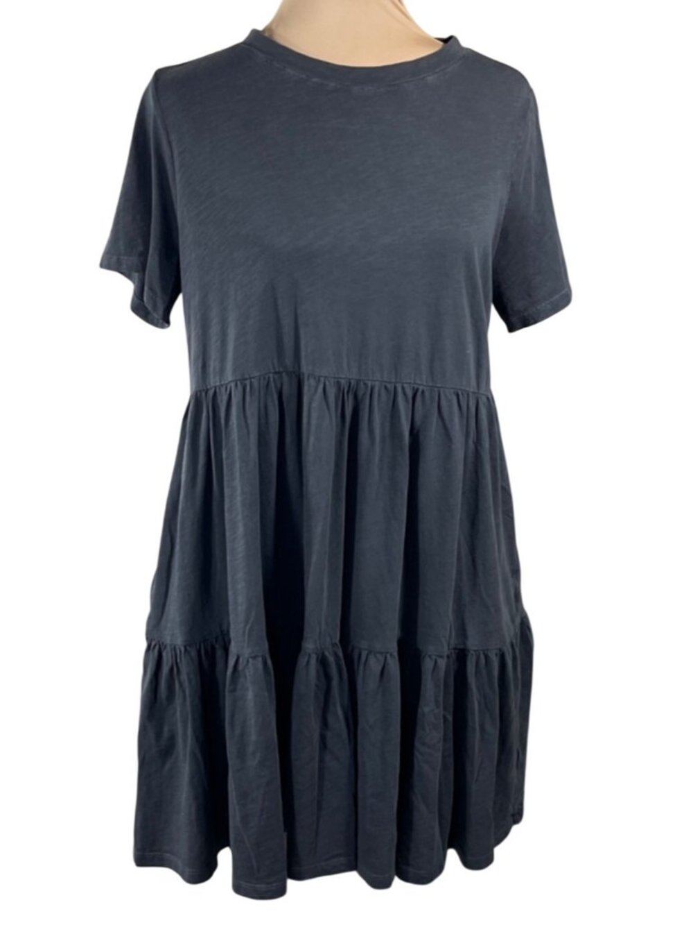 Old Navy T-Shirt Dress Tiered Charcoal Grey Size M Medium Short Sleeve Cotton